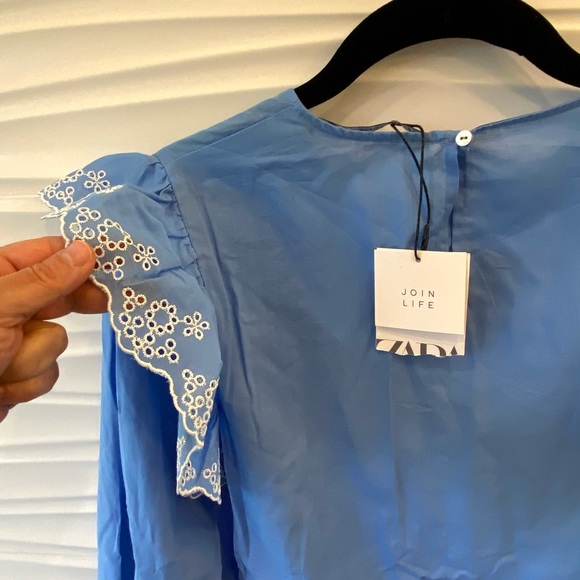 NWT Zara cotton embroidered eyelet blouse - Picture 13 of 13